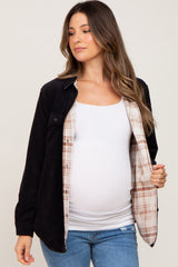 Black Reversible Maternity Shirt Jacket