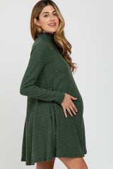 Olive Brushed Mock Neck Maternity Dress