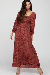 Burgundy Floral Maxi Dress