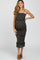 Black Animal Print Smocked Fitted Maternity Midi Dress