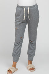 Grey Distressed Maternity Joggers