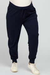 Navy Drawstring Maternity Plus Sweatpants