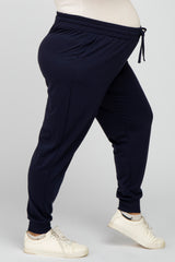 Navy Drawstring Maternity Plus Sweatpants