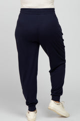 Navy Drawstring Maternity Plus Sweatpants