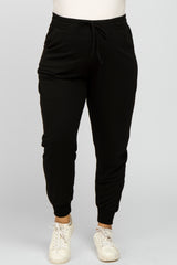 Black Drawstring Maternity Plus Sweatpants