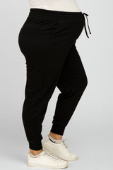 Black Drawstring Maternity Plus Sweatpants