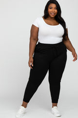 Black Drawstring Maternity Plus Sweatpants