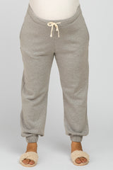 Heather Grey Soft Drawstring Maternity Plus Sweatpants