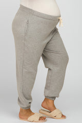 Heather Grey Soft Drawstring Maternity Plus Sweatpants