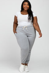 Heather Grey Soft Drawstring Maternity Plus Sweatpants