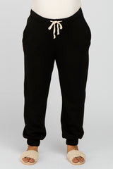 Black Soft Drawstring Maternity Plus Sweatpants