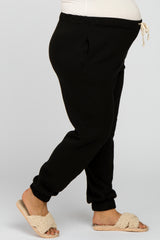 Black Soft Drawstring Maternity Plus Sweatpants