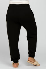 Black Soft Drawstring Maternity Plus Sweatpants