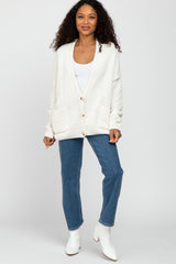 Ivory Oversized Deep V-Neck Cardigan