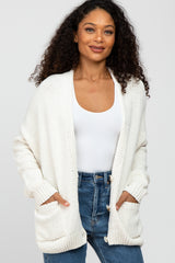 Ivory Oversized Deep V-Neck Cardigan