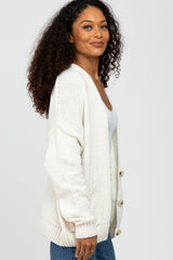 Ivory Oversized Deep V-Neck Cardigan