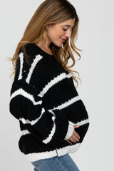 Black White Striped Chunky Knit Maternity Sweater