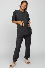 Charcoal Jogger Maternity Lounge Set