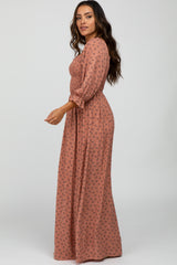 Mauve Floral Smocked Maxi Dress