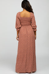 Mauve Floral Smocked Maxi Dress