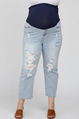 Light Blue Distressed Maternity Plus Jeans