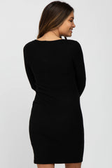 Black Knit Long Sleeve Maternity Dress