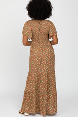 Rust Floral Smocked Tiered Maxi Dress