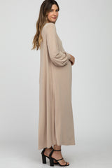 Mocha Basic Long Sleeve Maternity Maxi Dress