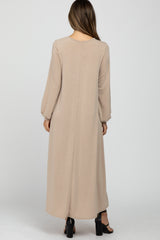 Mocha Basic Long Sleeve Maternity Maxi Dress