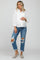Blue Distressed Cuffed Maternity Jeans