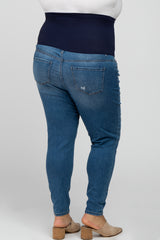 Medium Wash Distressed Plus Maternity Jean