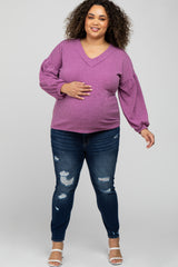 Navy Blue Distressed Maternity Plus Jeans