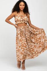 Rust Floral Print A-Line Skirt Set