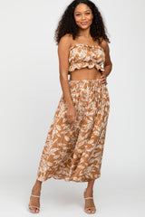 Rust Floral Print A-Line Skirt Set