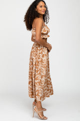 Rust Floral Print A-Line Skirt Set