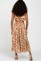 Rust Floral Print A-Line Skirt Set