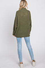 Olive Mock Neck Cable Knit Sweater