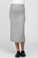 Heather Grey Sweater Pencil Maternity Midi Skirt