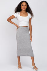 Heather Grey Sweater Pencil Maternity Midi Skirt