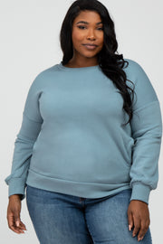 Light Blue Pocketed Plus Sweatshirt