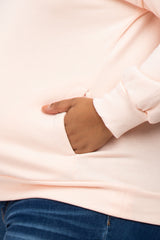 Light Pink Pocketed Plus Maternity Sweatshirt