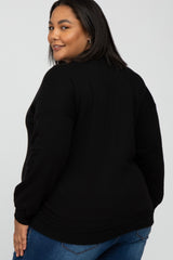 Black Pocketed Plus Maternity Sweatshirt