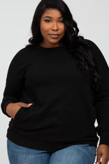 Black Pocketed Plus Maternity Sweatshirt