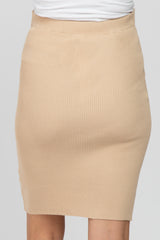 Beige Knit Fitted Maternity Skirt