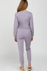 Lavender Soft Knit Jogger Maternity Lounge Set