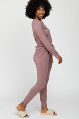 Mauve Soft Knit Jogger Lounge Set