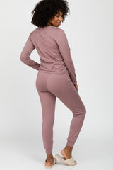 Mauve Soft Knit Jogger Lounge Set