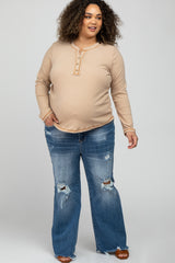 Blue Distressed Maternity Plus Flare Jeans