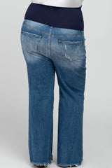 Blue Distressed Maternity Plus Flare Jeans