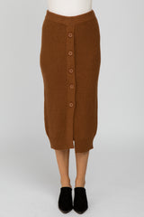 Camel Sweater Knit Midi Skirt